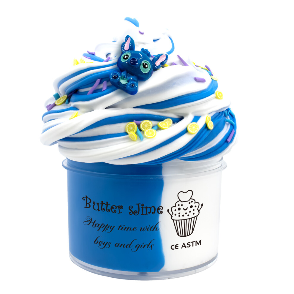 Closkye (Deep Blue) 70Ml Butter Fluffy Slime Kit Fruit Bicolor Slime Super Soft Non-Sticky And Scented For Kids Ideal Birthday Party Favor Gift