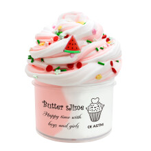 (Light Pink) 70ml Butter Fluffy Slime Kit Fruit Bicolor Slime Super Soft Non-Sticky and Scented for Kids Ideal Birthday Party Favor Gift