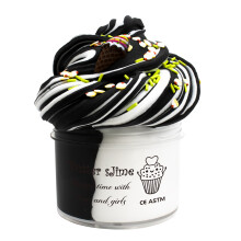 (Black) 70ml Butter Fluffy Slime Kit Fruit Bicolor Slime Super Soft Non-Sticky and Scented for Kids Ideal Birthday Party Favor Gift