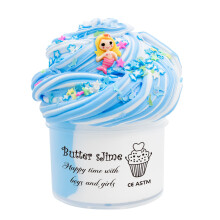 (Light Blue) 70ml Butter Fluffy Slime Kit Fruit Bicolor Slime Super Soft Non-Sticky and Scented for Kids Ideal Birthday Party Favor Gift