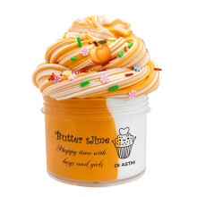 (Orange) 70ml Butter Fluffy Slime Kit Fruit Bicolor Slime Super Soft Non-Sticky and Scented for Kids Ideal Birthday Party Favor Gift