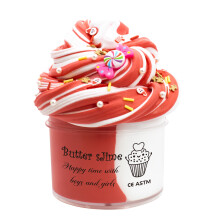 (Red) 70ml Butter Fluffy Slime Kit Fruit Bicolor Slime Super Soft Non-Sticky and Scented for Kids Ideal Birthday Party Favor Gift