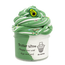 (Green) 70ml Butter Fluffy Slime Kit Fruit Bicolor Slime Super Soft Non-Sticky and Scented for Kids Ideal Birthday Party Favor Gift