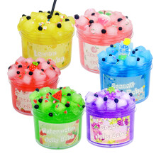 (zzx-06-6pcs) Slime Set Play Dough Cloud Hot Decompression BOBA Jelly Cube Slime Kit Children's Educational Decompression Antistress Toy