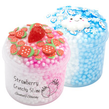 (2Pcs Kit) 1/2 Pack Strawberry Cloud Crunchy Slime kit,Foam Ball Fruit Sprinkles Slime,Birthday Gifts Party Favors for Girl and Boys