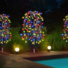 (Multicolour, 200 Led) 200 LED Multicolor Solar Branch Firecracker Lights, 120 LED Lawn Decorative Lights - Colorful, Durable Plastic, Solar-Powered, DIY Shapes