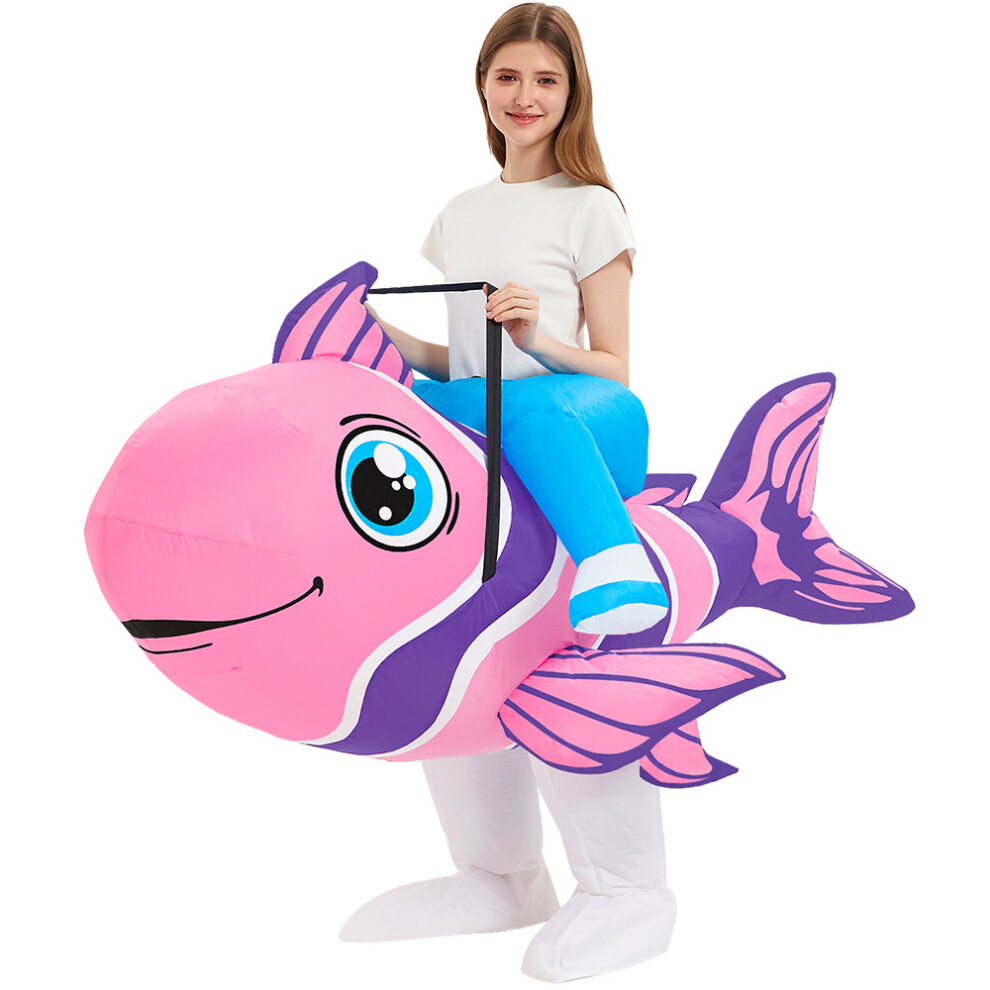 Closkye (Cycling Tropical Fish, Adult 160-190Cm) Halloween Dinosaur Inflatable Clothing Cross-Border Flamingo Rabbit Funny Inflatable Doll Costume Pink