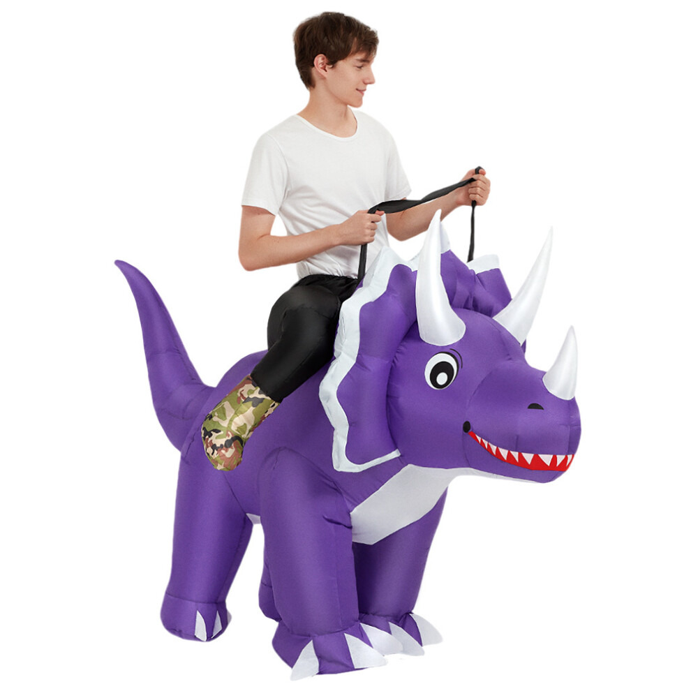 Closkye (Riding Purple Triceratops, Adult 160-190Cm) Halloween Dinosaur Inflatable Clothing Cross-Border Flamingo Rabbit Funny Inflatable Doll Costume