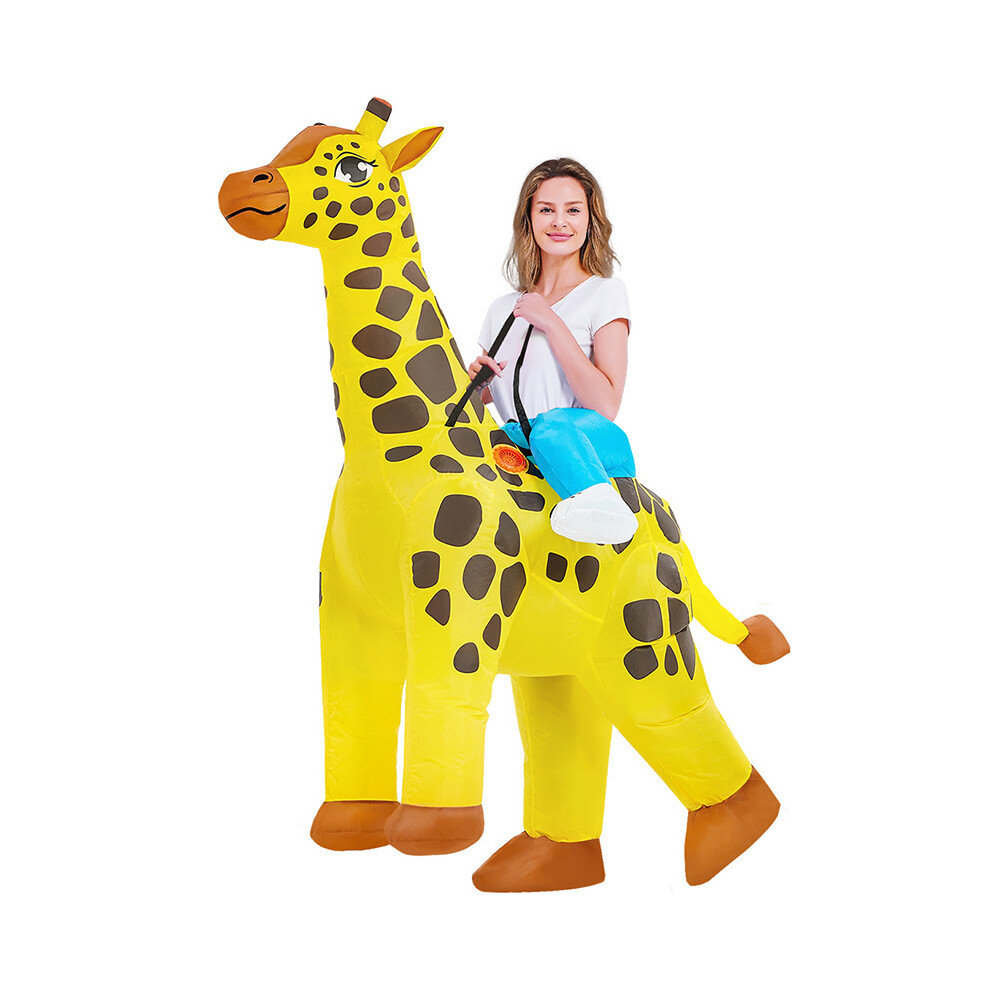 Closkye (Cartoon Giraffe Riding, Adult 160-190Cm) Halloween Dinosaur Inflatable Clothing Cross-Border Flamingo Rabbit Funny Inflatable Doll Costume