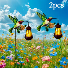 (2PC Palace Lanterns Warm White) colorful solar powered hummingbird lanterns, beautiful solar garden decoration lights, hanging green hummingbird decoration lights