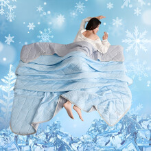 (Sky Blue, 150*200cm) 1pc Cool Summer Quilt CoolingQuilt Thin and Breathable Machine Washable Suitable for Hot Sleepers Air Cooling Quilt