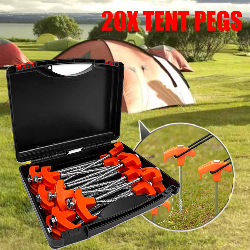 20x Camping Pegs Drill In Stake Tent Ground Nail Heavy Duty Tent Stake