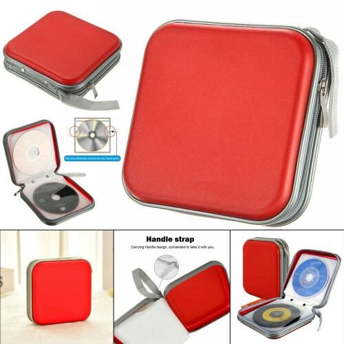 Red 40 CD DVD Carry Case Disc Storage Holder CD Sleeve Wallet CD DVD Organizer Case