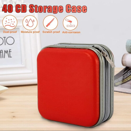 Red 40 CD DVD Carry Case Disc Storage Holder CD Sleeve Wallet CD DVD Organizer Case 1