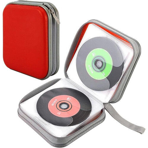 Red 40 CD DVD Carry Case Disc Storage Holder CD Sleeve Wallet CD DVD Organizer Case 2
