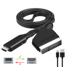 Portable SCART To HDMI Converter Cable Audio Video Adapter SCART DVD For HD TV