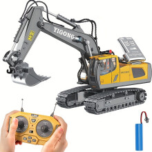 Remote Control Excavator Toy with 11-Channel Alloy Metal Construction, 2.4GHz Wireless, USB Rechargeable 18650 Lithium Battery
