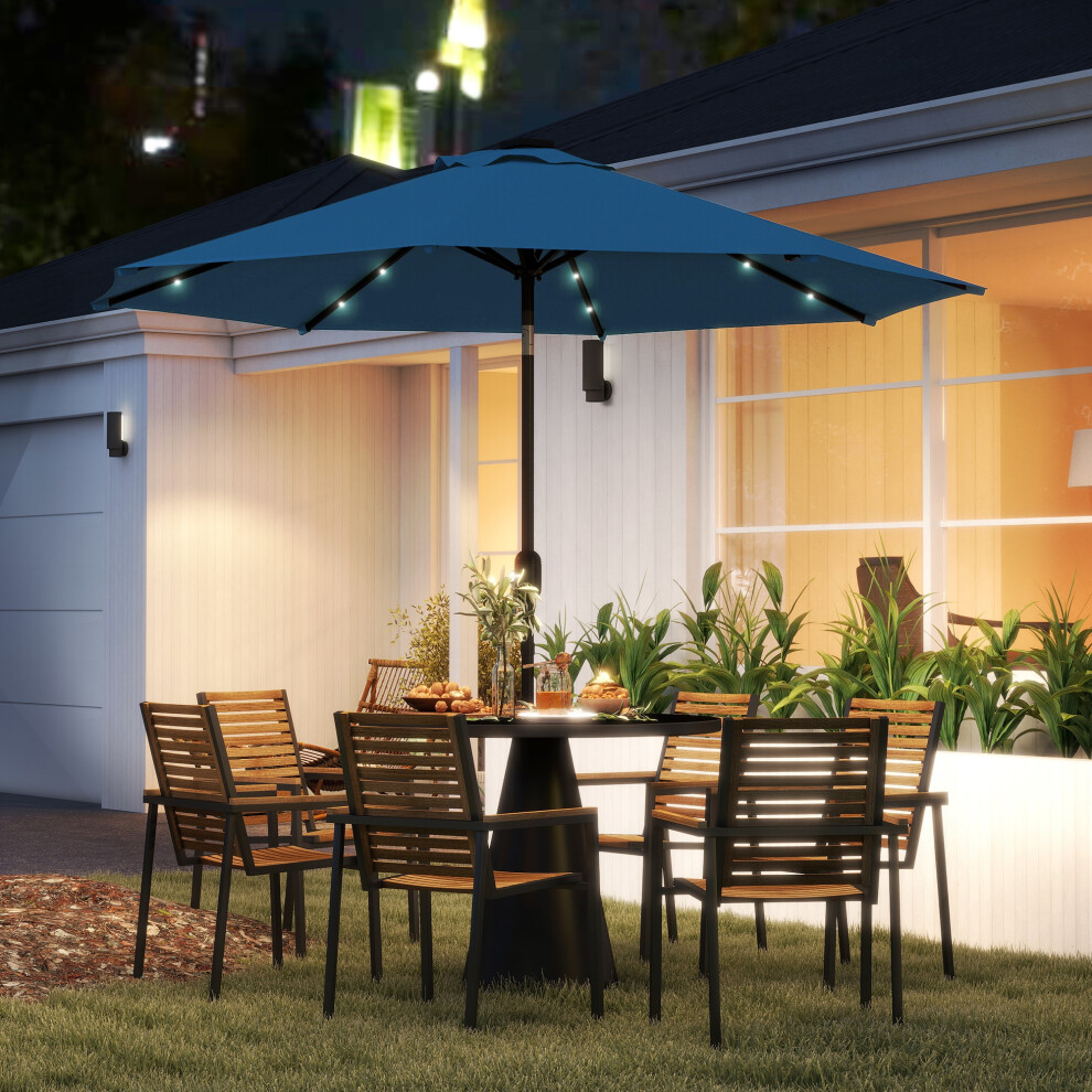 Outsunny 24 LED Solar Powered Parasol Umbrella Garden Tilt Outdoor String Light