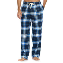 Ashford & Brooks Herren-Pyjamahose aus superweichem Flanell mit Karomuster, Marineblau/Wei?/Blau kariert, Gr??e L