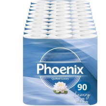Phoenix Soft Non Fragranced Luxury 90 Toilet Rolls Quilted White 3 Ply