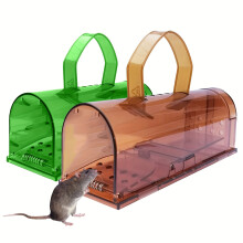 2-Pack Reusable Humane Rat Trap, Pet-Safe Rodent Cage with Air Vent, Feeding Box, Mechanism Gate & Pedal for Non-Electric Indoor Pest Control