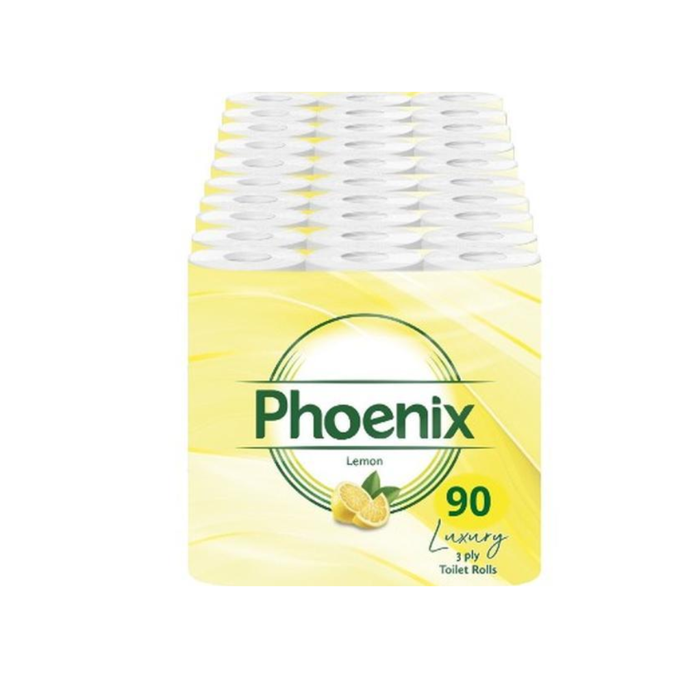 Phoenix 3 Ply 90 Toilet Rolls lemon Fragrance 10 x 9
