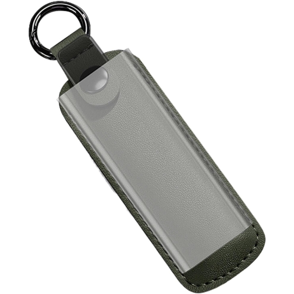 (Dark Green) USB Flash Drive Pouch - USB Storage Leather Case - Leather Storage Case, Protective Cover, Small, Multiple Uses With Key Ring For USB Fla