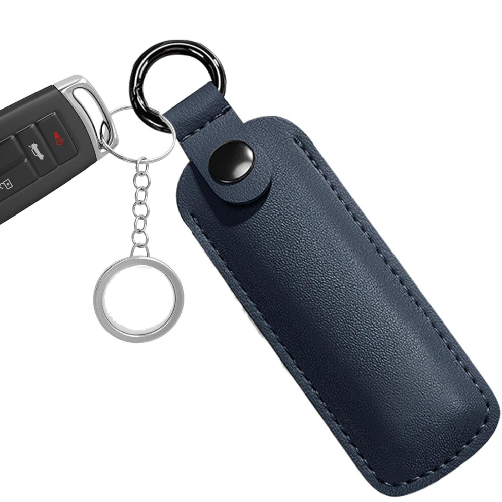 (Dark Blue) USB Flash Drive Pouch - USB Storage Leather Case - Leather Storage Case, Protective Cover, Small, Multiple Uses With Key Ring For USB Flas