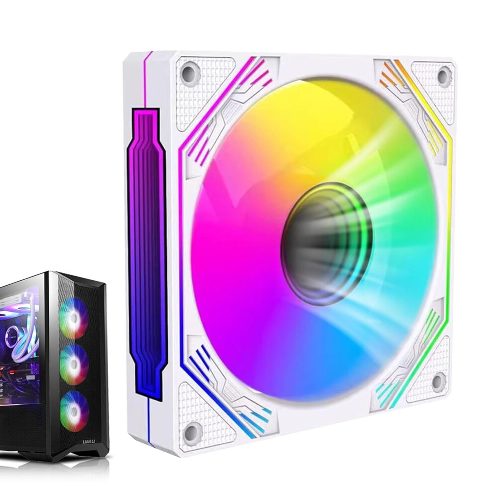 (white reverse wind) Computer Fans,Silent Computer Fan - Computer Case PC Cooling Fan ARGB Quiet PWM Computer Cooler Cooling Case Fan for CPU