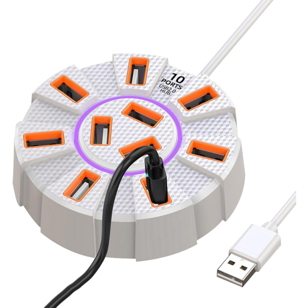 (White) Usb Hub For Laptop - Usb Data Hub,4K Docking Station 5Gbps Data Transfer Multiport Usb Data Ports Card Reader For Printer Camera Keyboard White