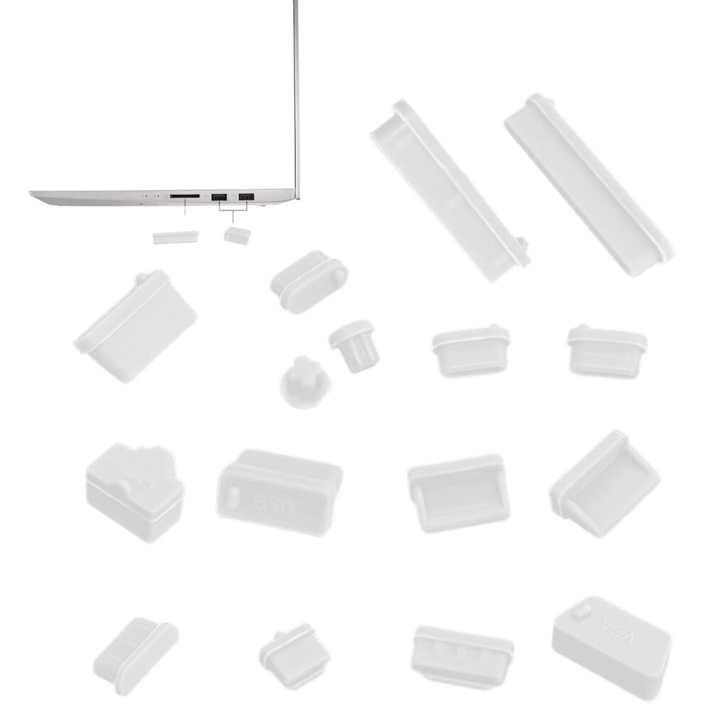 (Transparent) USB C Dust Plug - PC Interface Stopper,16 USB Port Cover, Silicone Laptop Ports Cover Dust Plugs Caps For Type C/USB C, RJ45, Headphone