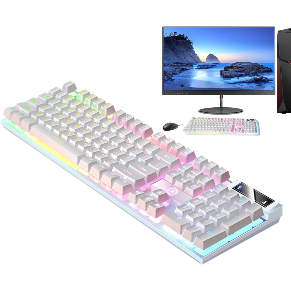 (white-mixed light) Mechanical Game Keyboard | 104 Keys Desktop Computer Keyboard | Luminous Keyboard, Desktop Computer Keyboard, Game Keyboard for PC