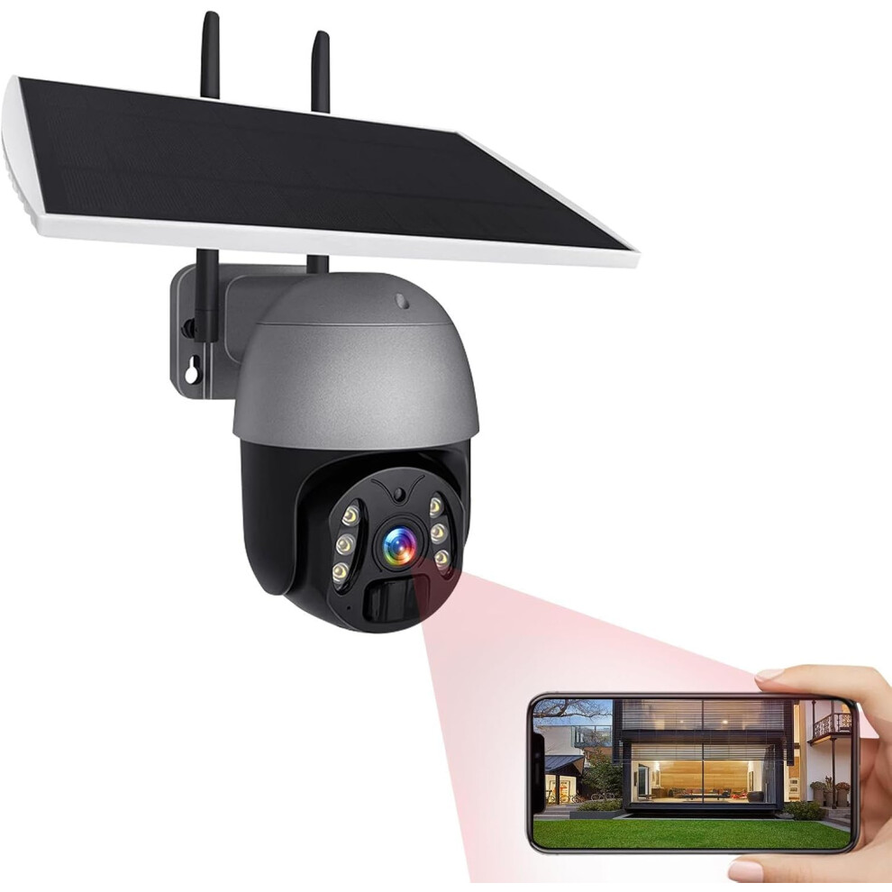 (Wifi Add 128g Card) Outdoor Solar Camera Wireless WiFi, Sensor 1080P HD Night View In Color Camera, Full Color 3 Million Pixel Night Vision Monitor S