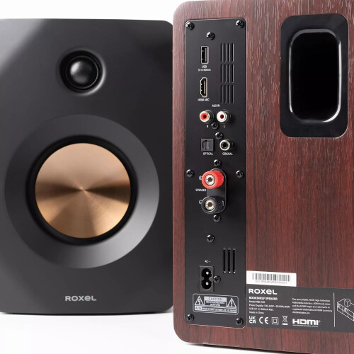 Roxel (Walnut) Active Bookshelf Speakers, 100-Watt - Roxel Nova 2