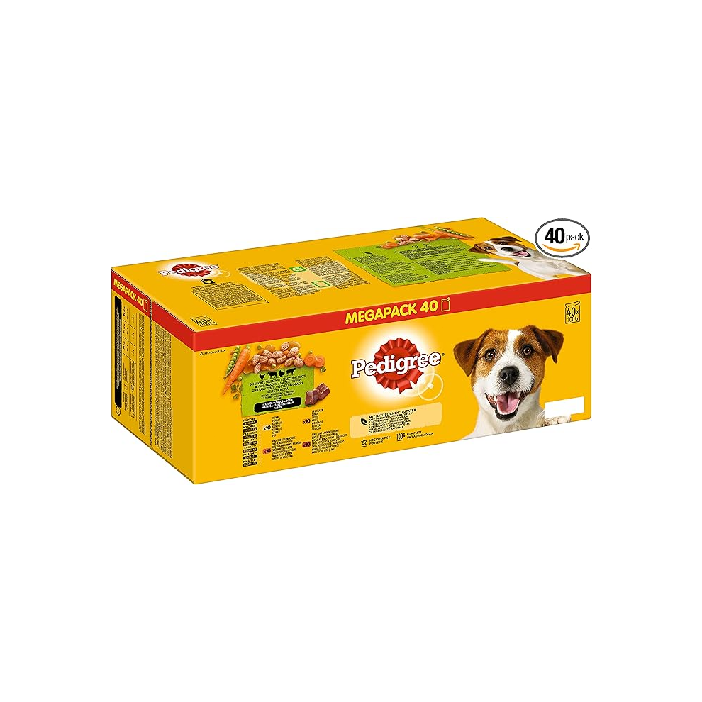PEDIGREE - Adult Wet Dog Food Pouches - 40 x 100 g - Mixed Selection in Gravy - Dog Food Wet Bulk Pack