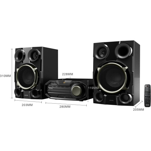 Roxel Roxel Roar CD Player Mini Hi-Fi System, 100W Speakers, BT,USB,MP3,AUX 1