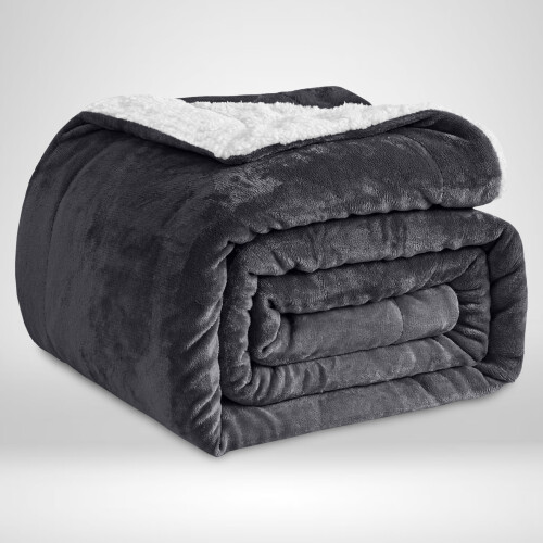 Imperial Rooms (150 x 200 cm) Grey Blankets Sherpa Fleece Throw Bed Sofa Blanket