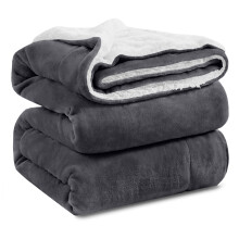 (200 x 240 cm) Grey Blankets Sherpa Fleece Throw Bed Sofa Blanket