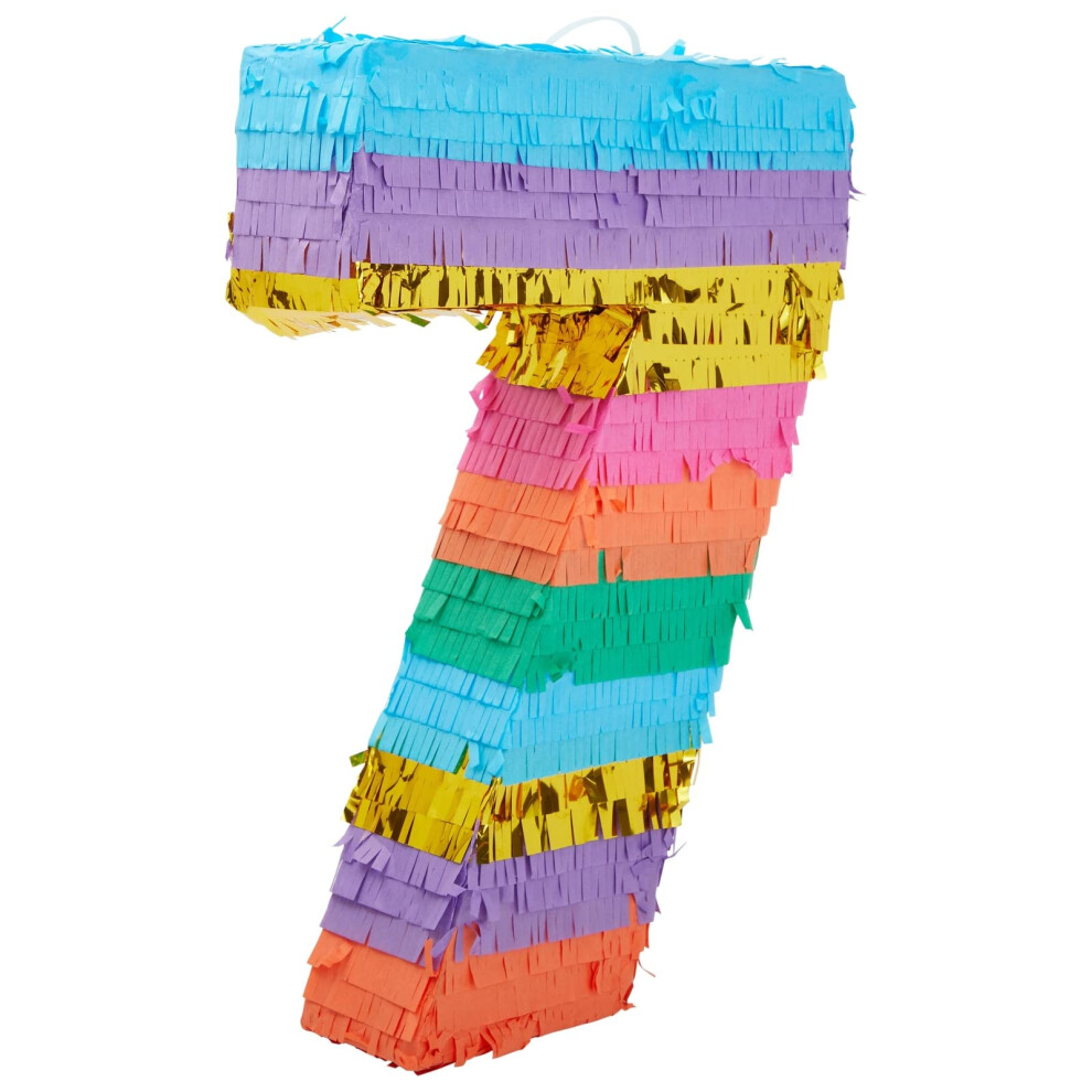 Pinata arc-en-ciel num   ro 7 pour d   corations de f   te d'anniversaire de 7 ans Fiesta Cinco de Mayo Celebration Small 12 x 16,75 x 3 pouces