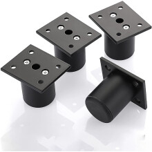 4pcs Adjustable Furniture Legs Bed Legs Heightening Furniture Legs Aluminum Alloy Legs for Slatted Frame, Cabinet, Table (black, Height 50mm)