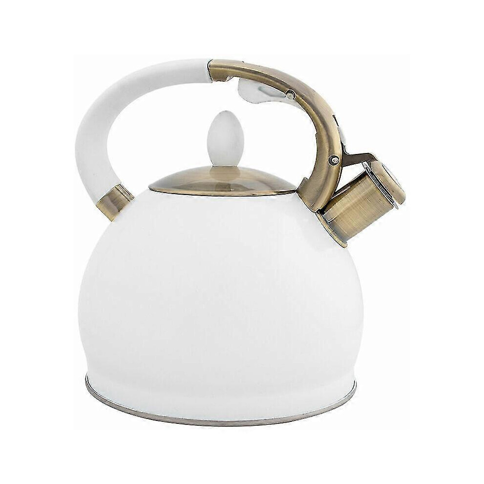 Electroplating Bronze Handle Whistling Kettle White Universal Gas European Whistling Kettle-image-OPC-PGMZZXX-NEW