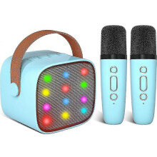 Karaoke Machine Kids with 2 Wireless Microphone, Portable Karaoke Machine with Bluetooth for Kids Adults, Voice Changing Effects & Led Lights