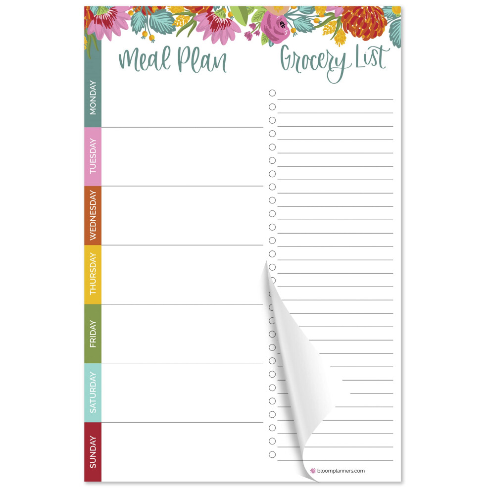 Bloom Daily Planners W Chentlicher Essensplanungsblock Magnetischer, Hangender Kuhlschrank-Menuplaner Mit Abreissblattern, Perforierten Einkaufs-image