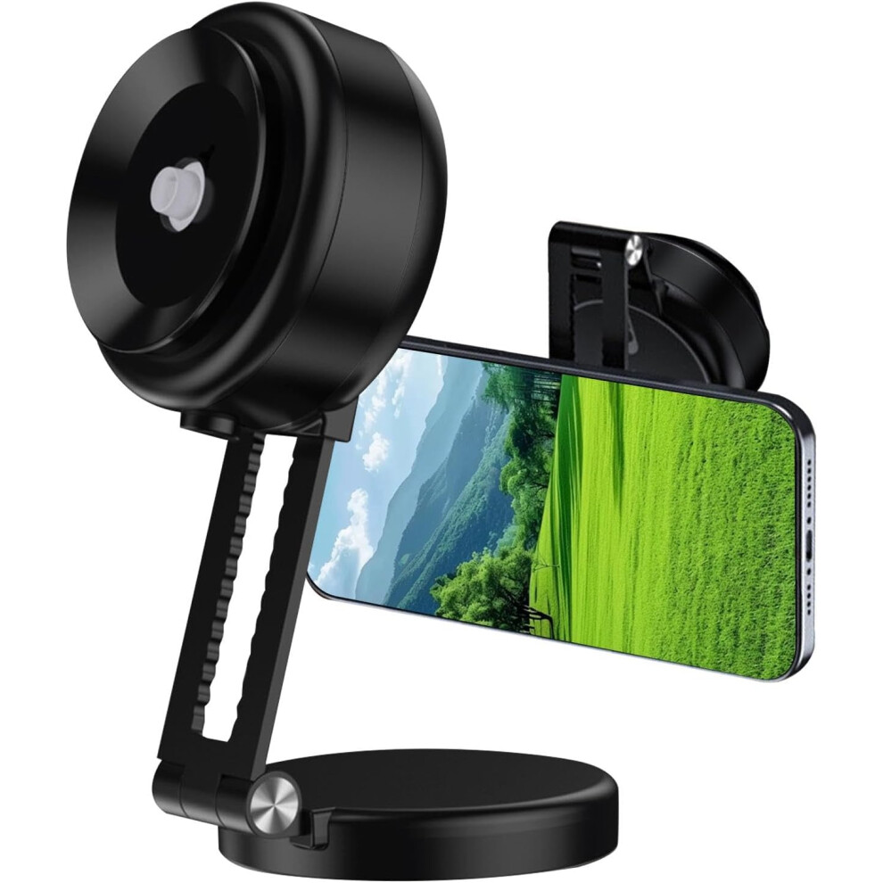 (Black) Vacuum Suction Phone Holder, Double Suction Cup Retractable Phone Holder Mount, Electric Vacuum Stand, Car Interior Accessories Strong Magnetic