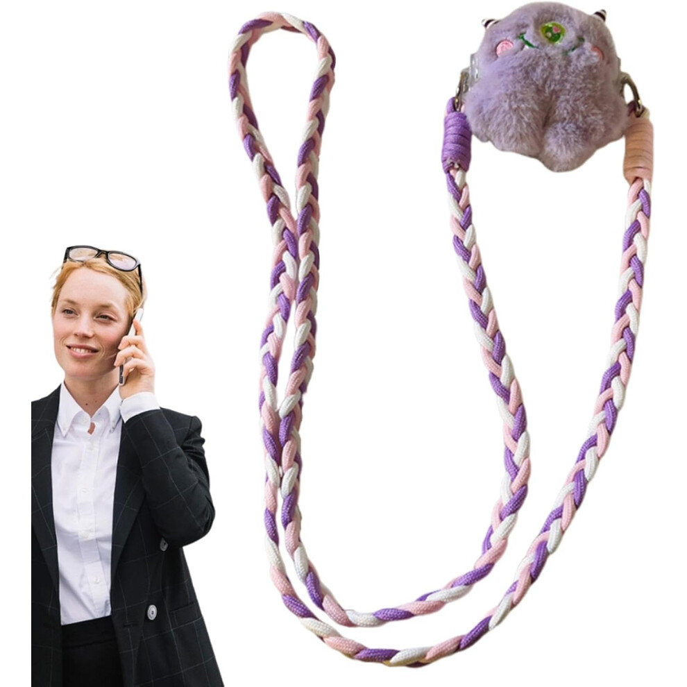 (Purple) Cute Phone Lanyard,Phone Strap Neck Funny Phone Lanyard - Removable Phone Chain with Doll Cute Phone Accessories for Kids