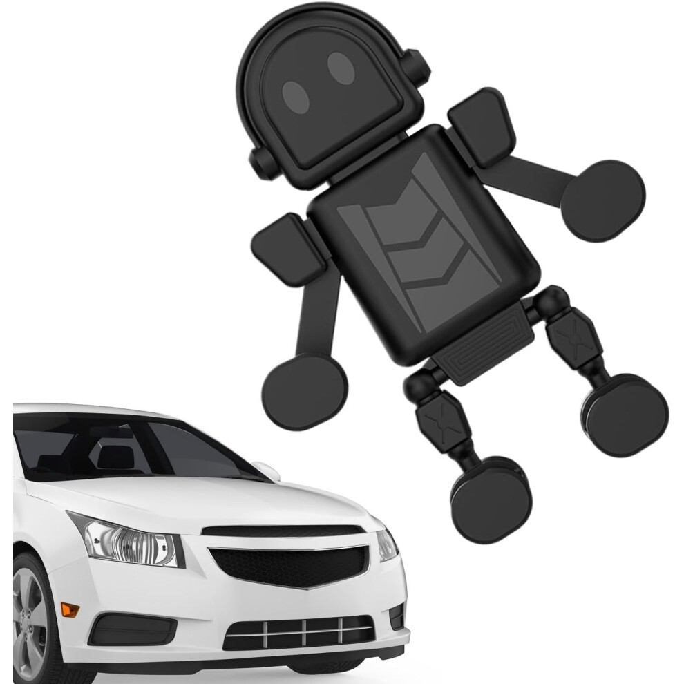 (Black) Phone Holder For Car Vent | Cell Phone Stand Cradle | Robot Shape Cellphone Holder For Vehicle Truck, Auto Smartphone Cradle Black