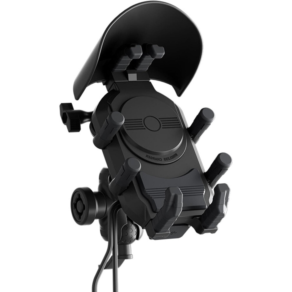 Motorcycle Phone Mount Wireless Charger,Motorcycle Fast Charging Wireless Charger Mobile Phone Stand | Double Charging Port Cellphone Handlebar Mount