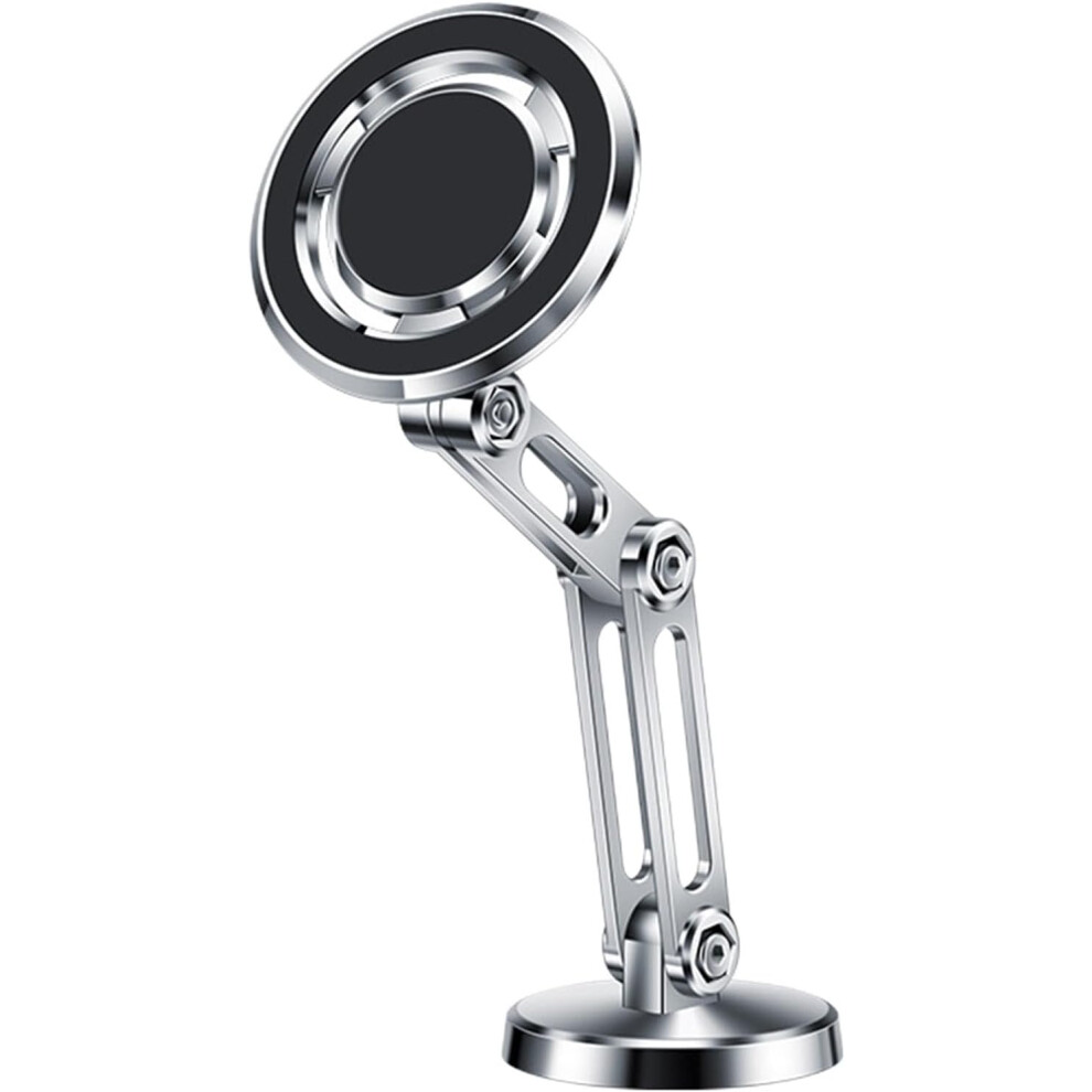 (Silver) Magnetic Car Phone Holder | Foldable Dashboard Phone Mount,360 Degree Rotation Magnetic Phone Mount, Cell Phone Car Mount For Travel Silver