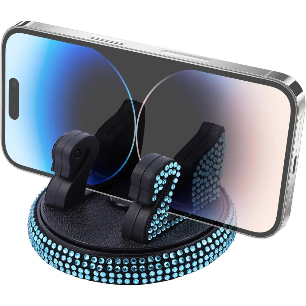 (Blue) Phone Holder For Car Dashboard,Cell Phone Holder For Car Dashboard - Non-Slip Bling Cell Phone Stand For Car, Non-Blocking Desk Phone Stand For Blue