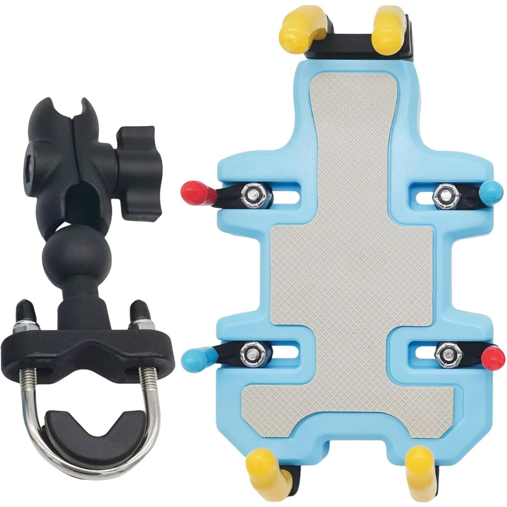 (Blue) Motorcycle Phone Mount | Stable Shockproof Motorcycle Phone Mount Holder,360 Degree Rotatable Cycling Supplies Multifunctional Handlebar Mount Blue